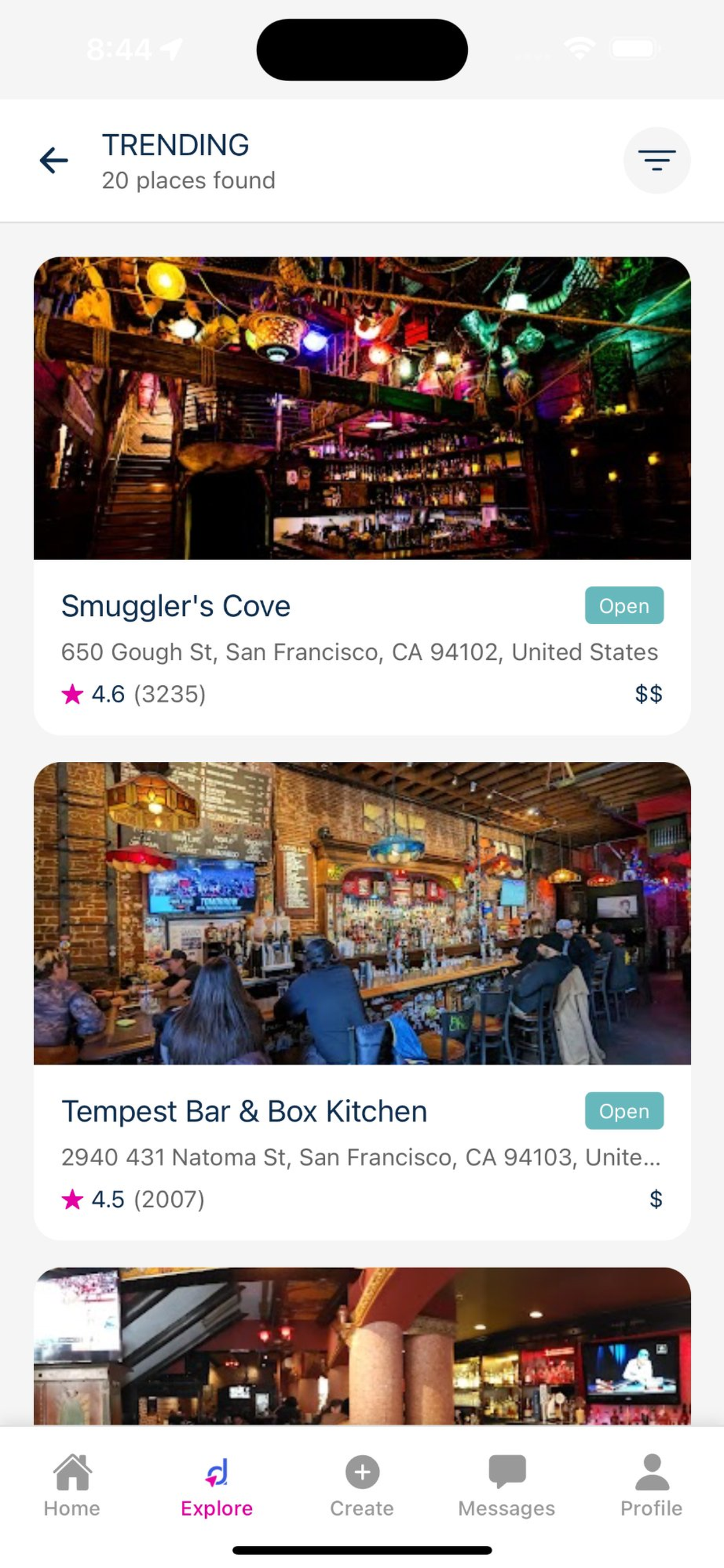 Trending venues